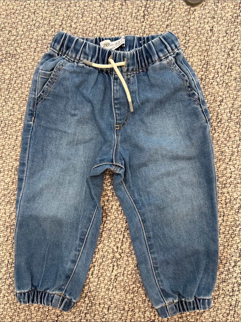 Zara Kids Medium Blue Denim Jogger Pants with Drawstring